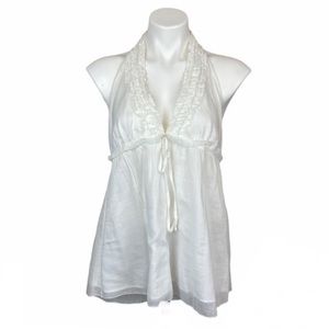J. Crew Halter Ruffle White Top Size 12